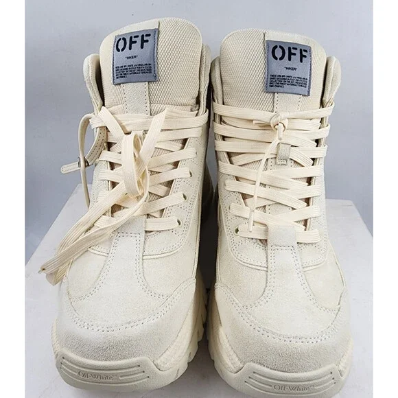Off-White Hiker High Top Sneakers Men's 11US Beige Lace Up Closure - Picture 5 of 15